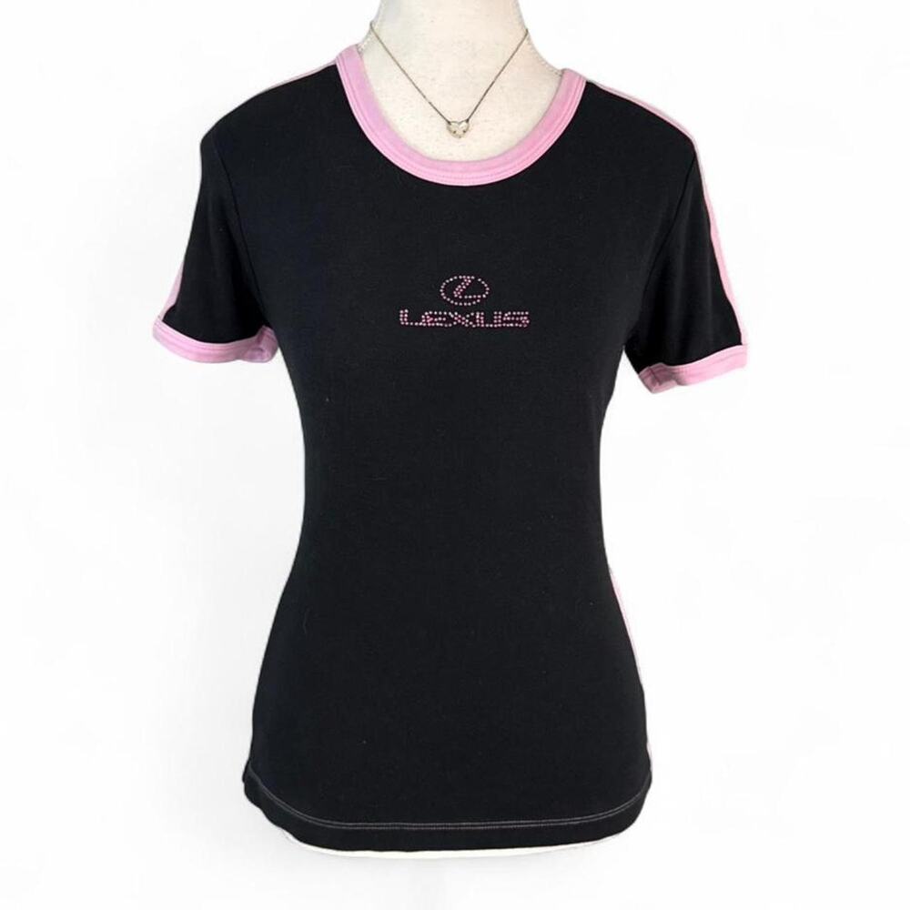 Lexus Mcbling Y2K Pink + Black 2000s Baby Tee Short Sleeve Top Cotton large